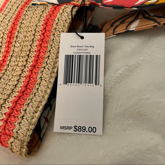 NWT Straw Beach Tote Bag - Coastal Paradise - Picture 4 of 4